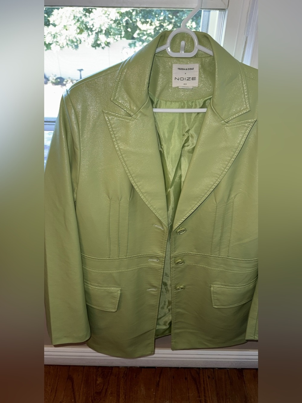 Noize Lime Faux Leather Blazer Jacket